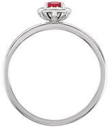 Platinum Cushion Lab-Grown Ruby & Natural Diamond Halo-Style Ring - view 2