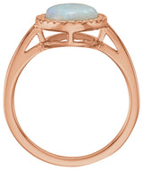 14K Gold Round Natural White Opal Bezel-Set Cabochon Ring - Rose Gold - view 2