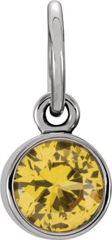 14K Gold Round Citrine Simulated Birthstone Pendant - White Gold