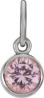 14K Gold Round Pink Tourmaline Simulated Birthstone Pendant - White Gold