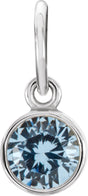 14K Gold Round Aquamarine Simulated Birthstone Pendant - White Gold