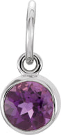 14K Gold Round Amethyst Simulated Birthstone Pendant - White Gold