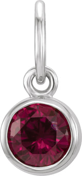 14K Gold Round Garnet Simulated Birthstone Pendant - White Gold