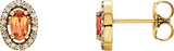 14K Gold Oval Natural Citrine & Natural Diamond Halo-Style Earrings - Yellow Gold
