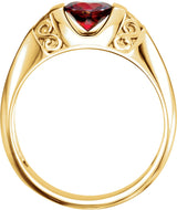 14K Gold Natural Mozambique Garnet Solitaire Ring – 7 mm Round - Yellow Gold - view 4