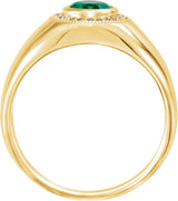 14K Gold Lab-Grown Emerald Bezel-Set Halo-Style Ring – 1/8 CTW - Yellow Gold - view 4