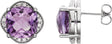 14K Gold Cushion Natural Amethyst & Natural Diamond Accented Earrings - White Gold