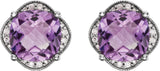 Platinum Cushion Natural Amethyst & Natural Diamond Accented Earrings - view 2