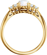 14K Gold Oval Natural White Opal & Natural Diamond Accented Ring - Yellow Gold - view 2