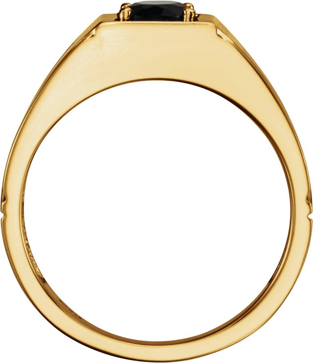14K Gold Oval Natural Black Onyx Solitaire Ring – 8x6mm - Yellow Gold - view 2