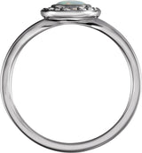 14K Gold Oval Natural White Opal & Natural Diamond Halo-Style Cabochon Ring - White Gold - view 2
