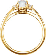 14K Gold Oval Natural Rainbow Moonstone & Natural Diamond Accented Ring - Yellow Gold - view 2