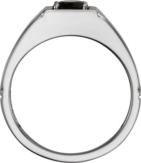 Platinum Oval Natural Black Onyx Solitaire Ring - view 2