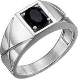14K Gold Oval Natural Black Onyx Solitaire Ring – 8x6mm - White Gold