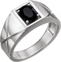 14K Gold Oval Natural Black Onyx Solitaire Ring – 8x6mm - White Gold