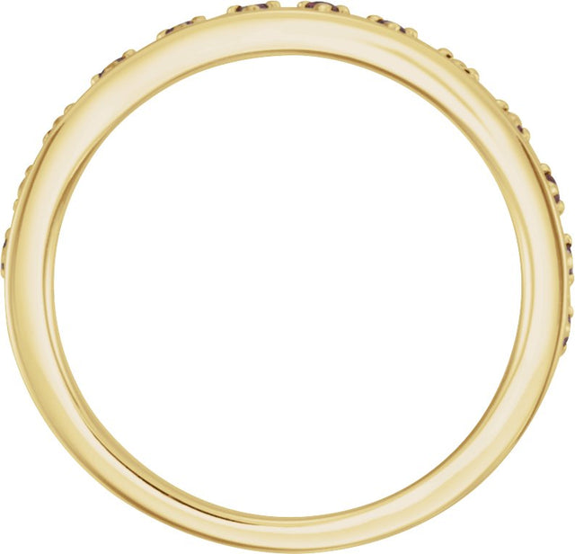 14K Gold Round Natural Ruby Stackable Ring - Yellow Gold - view 4
