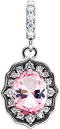 14K Gold Oval Natural Peach Morganite & Natural Diamond Halo-Style Pendant - White Gold
