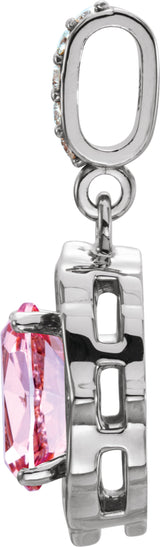 Platinum Oval Natural Peach Morganite & Natural Diamond Halo-Style Pendant - view 2