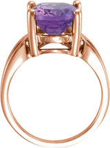 14K Gold Oval Natural Amethyst Solitaire Ring – 14x10mm - Rose Gold - view 2