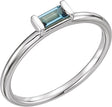 Platinum Straight Baguette Natural London Blue Topaz Baguette Stackable Ring
