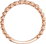 14K Gold Round Natural Aquamarine Stackable Bead Ring - Rose Gold - view 4