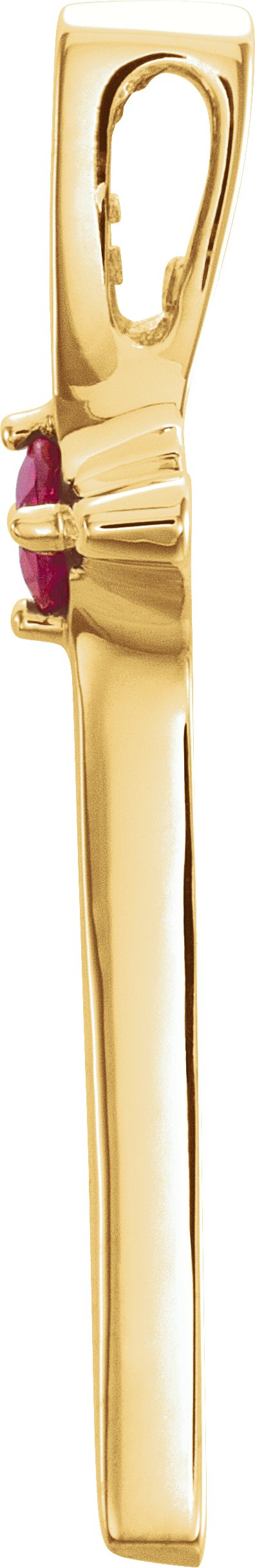 14K Gold Round Natural Ruby Solitaire Cross Pendant II - Yellow Gold - view 4