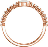 14K Gold Round Natural White Opal & Natural Diamond Accented Cabochon Ring - Rose Gold - view 2