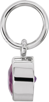 14K Gold Round Amethyst Simulated Birthstone Pendant - White Gold - view 2