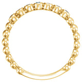 14K Gold Round Natural Aquamarine Stackable Bead Ring - Yellow Gold - view 4