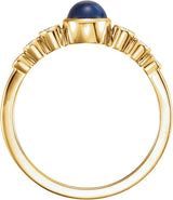 14K Gold Round Natural Blue Sapphire & Natural Diamond Bezel-Set Ring – 5mm Stones - Yellow Gold - view 2