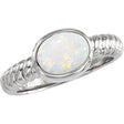 14K Gold Oval Natural White Opal Cabochon Rope Ring