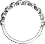 Platinum Round Natural Aquamarine Beaded Ring – 2.5mm Stones - view 2