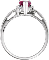 14K Gold Heart Natural Rhodolite Garnet & Natural Diamond Accented Ring - view 2