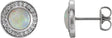 Platinum Round Natural Opal & Natural Diamond Halo-Style Earrings