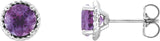 14K Gold Round Natural Amethyst Rope Earrings - White Gold