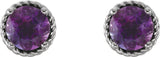 14K Gold Round Natural Amethyst Rope Earrings - Rose Gold - view 3