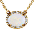 14K Gold Oval Natural Diamond Halo-Style Necklace