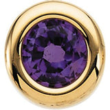14K Gold Round Amethyst Birth of a Child Solitaire Pendant - Yellow Gold