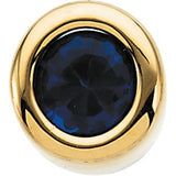 14K Gold Round Blue Sapphire Birth of a Child Solitaire Pendant - Yellow Gold