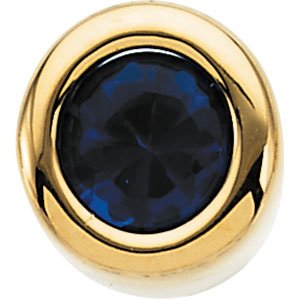 14K Gold Round Blue Sapphire Birth of a Child Solitaire Pendant - Yellow Gold