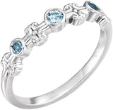 14K Gold Round Natural Blue Zircon Bezel-Set Ring III - Rose Gold - view 10