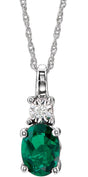 14K Gold Oval Lab-Grown Emerald & Natural Diamond Accented Necklace