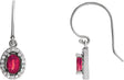 14K Gold Oval Natural Ruby & Natural Diamond Halo-Style Earrings