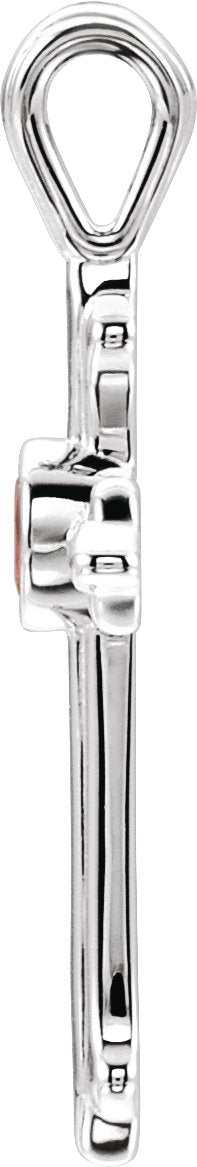 Platinum Round Natural Ruby Cross Pendant II - view 2