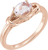 14K Gold Oval Natural Pink Morganite Knot Ring - Rose Gold