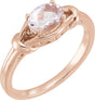 14K Gold Oval Natural Pink Morganite Knot Ring - Rose Gold