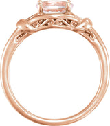 14K Gold Oval Natural Pink Morganite Knot Ring - Rose Gold - view 2