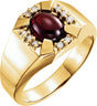 14K Gold Oval Natural Diamond Accented Ring