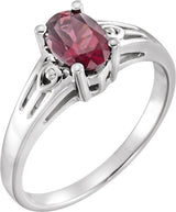 14K Gold Oval Natural Rodolite Garnet Solitaire Ring