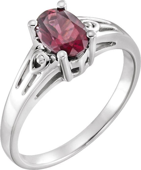 14K Gold Oval Natural Rodolite Garnet Solitaire Ring